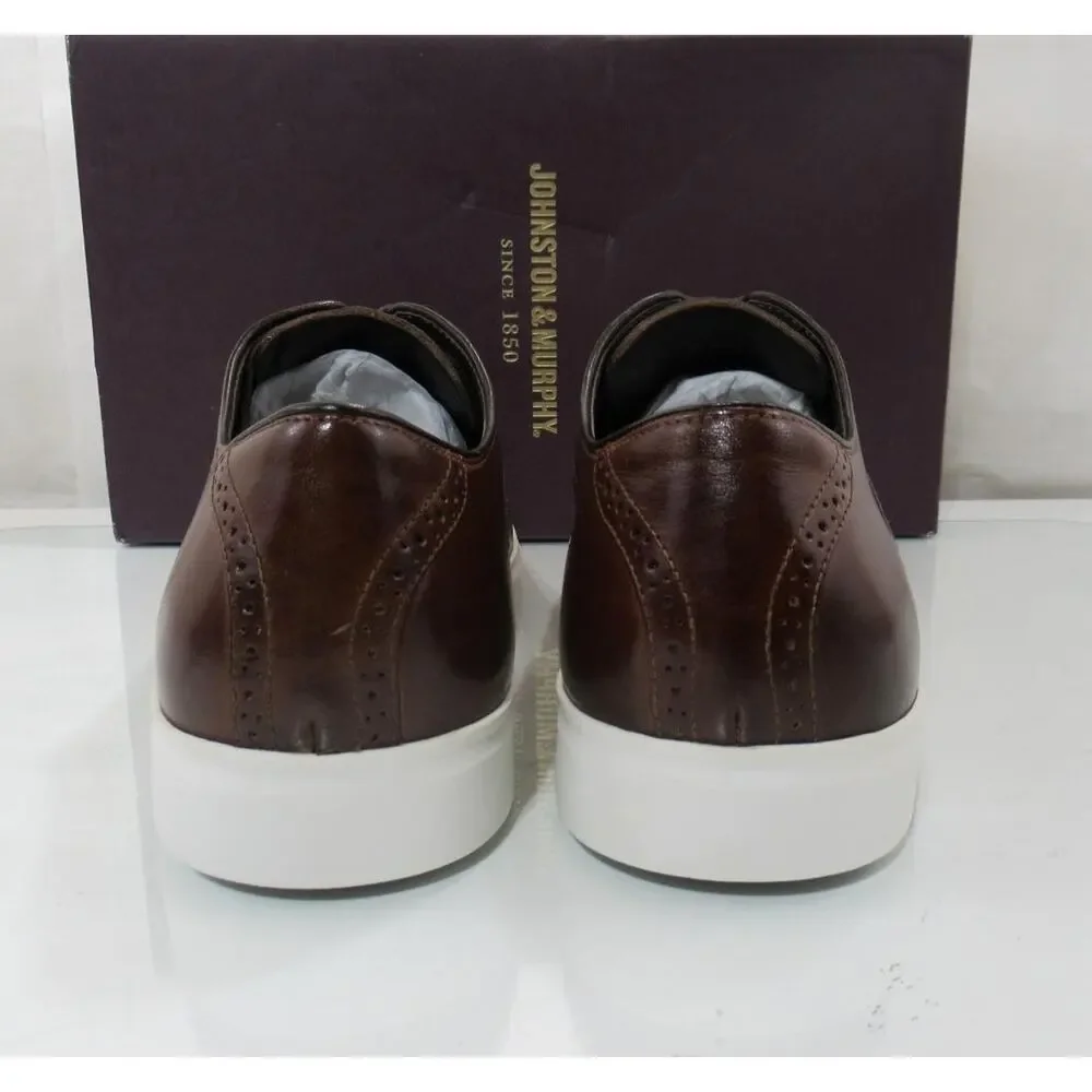 Men's Johnston and Murphy Brody Size 10 M Cap Toe Lace Up Oxford Sneakers Brown